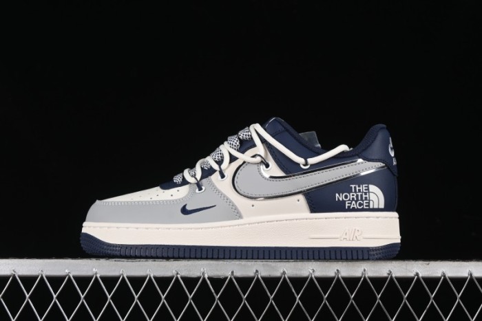 Nike Air Force 1 '07 Low The North Face Collaboration - Grey Blue Drawstring Low-Top Casual Sneakers - SJ1198-700