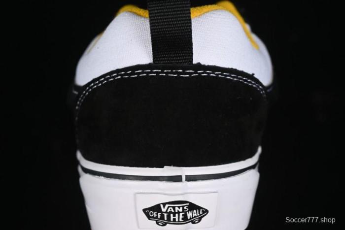 Vans Knu Skool Low-Top Retro Casual Vulcanized Slip-On Sneakers in Black White Yellow - VN000D6C6RJ