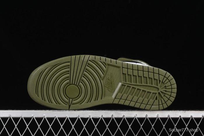 Nike Air Jordan 1 Mid AJ1 Army Green Mid-Top Casual Sneakers - DQ8426-092
