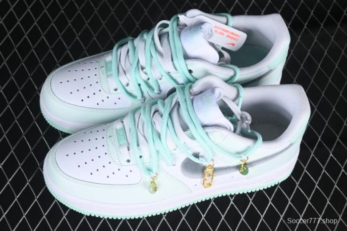 Nike Air Force 1 '07 Low Gold-Inlaid Jade Casual Sneakers with Strap - XV7981-476