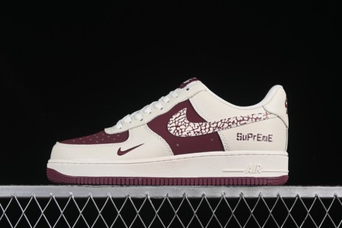 Nike Air Force 1'07 Low Supreme Collaboration Rice Wine Red Casual Sneakers - KK1988-070