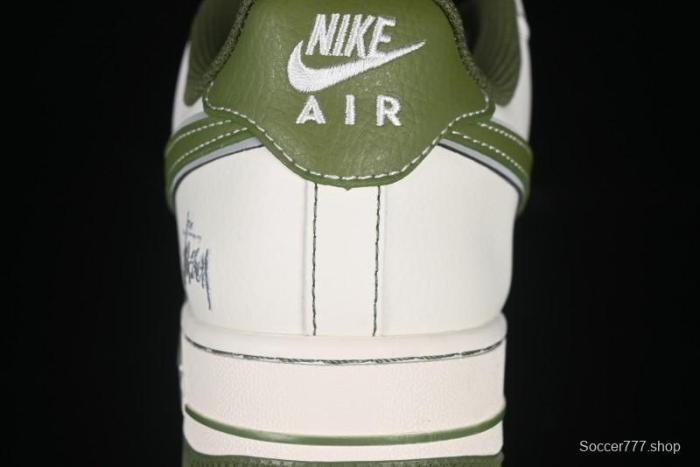 Nike Air Force 1 '07 Low Stussy Collaboration Dual-Tone Beige Green Casual Sneakers with Strap - XS1958-525
