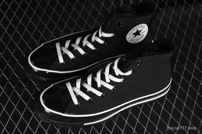 Converse Chuck 1970s High Top Canvas Shoes in Black Lace Punk Style - A10026C