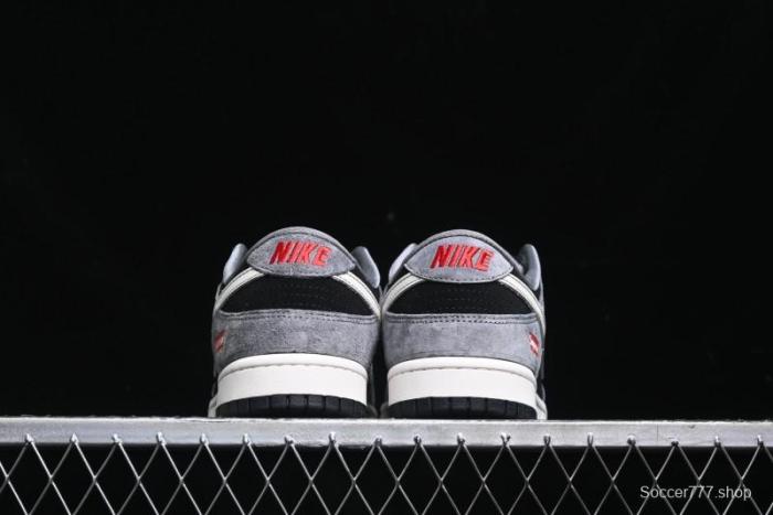 Nike SB Dunk Low Supreme Collaboration - Carbon Black Grey Pig Anniversary High-End Custom Low-Top Casual Skate Shoes - XX3186-206