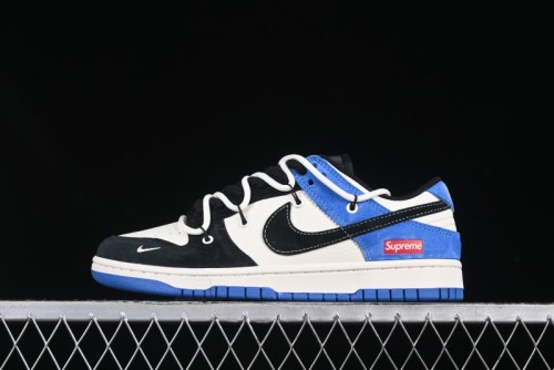 Nike SB Dunk Low Sup Series Strap Black White Black Swoosh Anniversary Custom Low-Top Casual Skate Shoes - YX5066-271