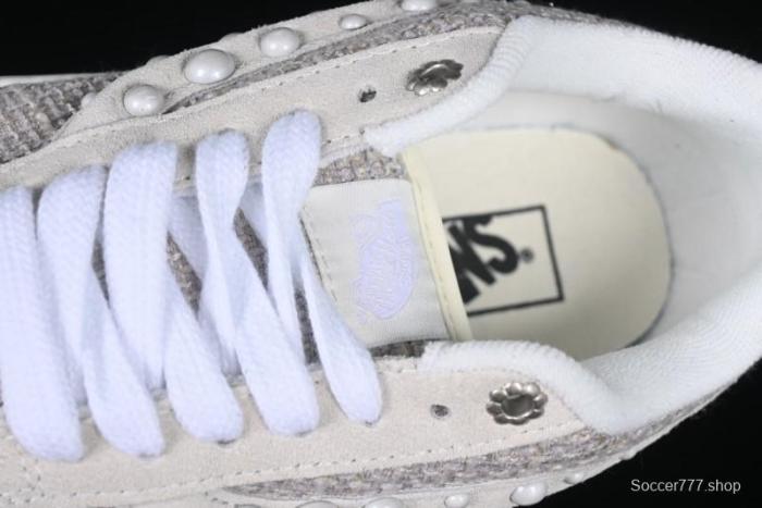 Vans Knu Skool Pearl White Grey Low Top Casual Skate Shoes - VN0007QDBGE