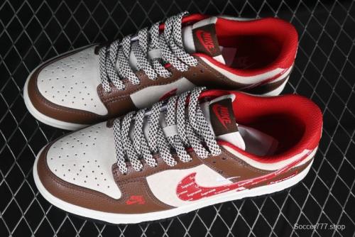 Nike SB Dunk Low Supreme Collaboration Letter Red Hook Anniversary High-End Custom Low-Top Casual Skate Shoes - DJ2024-096