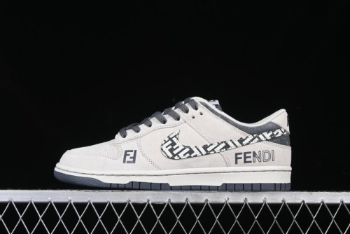 Nike SB Dunk Low Fendi Collaboration Monogram Swoosh Anniversary Custom Low-Top Casual Skate Shoes - DJ2024-046