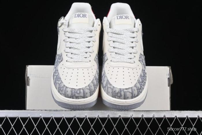 Nike Air Force 1 '07 Low Dior Collaboration - Grey Pattern Low-Top Casual Sneakers - DF0188-021