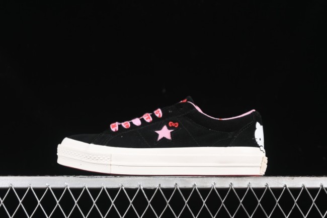 Converse One Star Hello Kitty Collaboration Low-Top Casual Sneakers with Embroidered Bow - 362940C