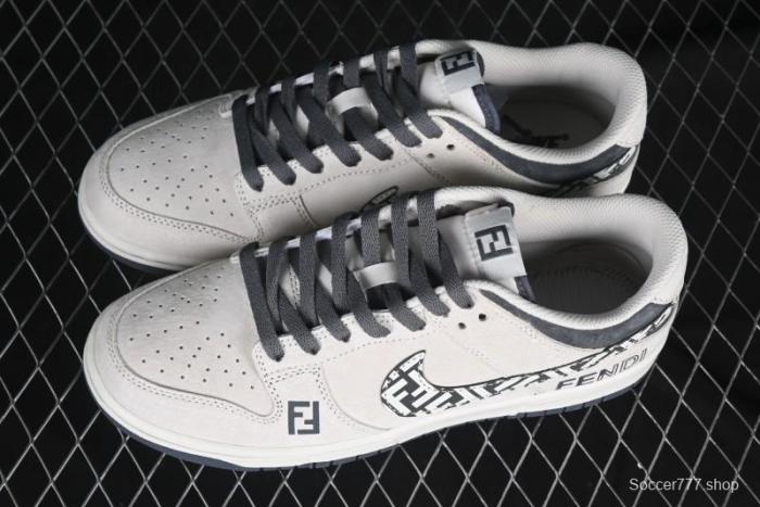 Nike SB Dunk Low Fendi Collaboration Monogram Swoosh Anniversary Custom Low-Top Casual Skate Shoes - DJ2024-046