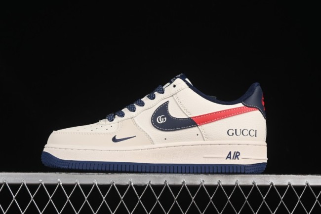 Nike Air Force 1'07 Low Gucci Collaboration Blue Red Swoosh Casual Sneakers - JJ2508-713