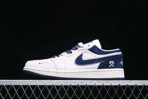 Nike Air Jordan 1 Low OF Collaboration - Premium Custom Retro Basketball Shoes in Blue Grey - DM9188-003