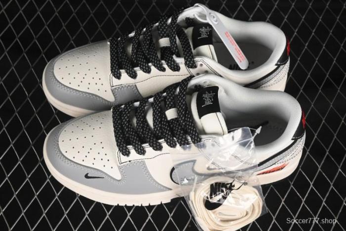 Nike SB Dunk Low Stussy Collaboration Dual-Tone Black Grey Anniversary Custom Low-Top Skate Shoes - ZH2598-227