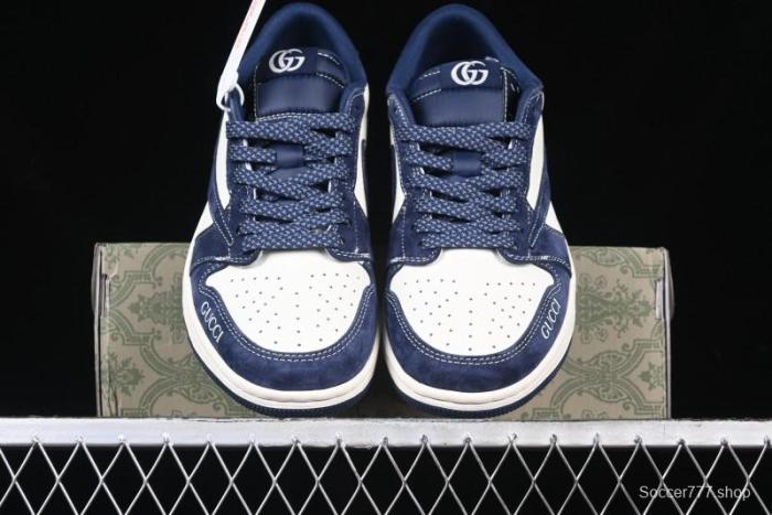 Nike Travis Scott x Fragment Design x Air Jordan 1 Low OG SP AJ1 Collaboration Sneakers - Prussian Blue - XS3086-006
