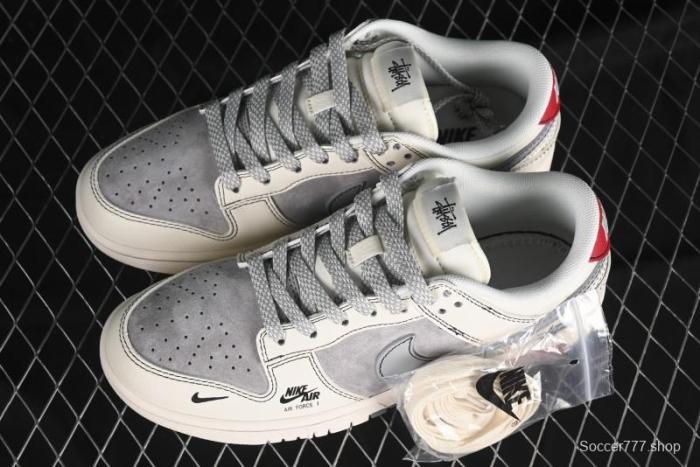 Nike SB Dunk Low Stussy Collaboration - Light Grey White Anniversary High-End Custom Low-Top Casual Skate Shoes - SJ2068-302