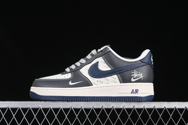 Nike Air Force 1 '07 Low Stussy Collaboration Navy Grey Casual Sneakers - XS1958-519