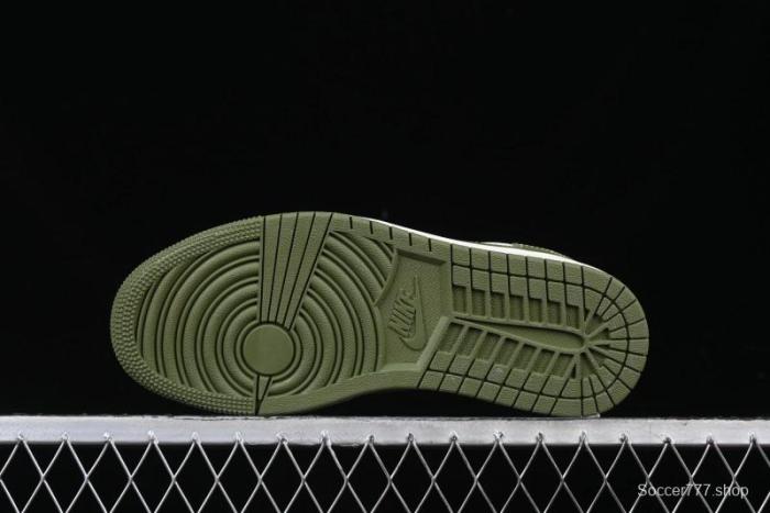 Nike Travis Scott x Fragment Design x Air Jordan 1 Low OG SP AJ1 Stussy Collaboration Bamboo Green Low-Top Casual Sneakers - BB1199-201