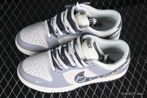 Nike SB Dunk Low Fendi Collaboration Grey White Grey Swoosh Anniversary High-End Custom Low-Top Casual Skate Shoes - DM6868-021