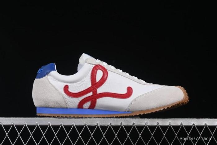 Loewe Ballet Runner 2.0 Sneakers Retro Style Low-Profile Casual Sports Shoes with Asymmetric Toe Design - White Blub