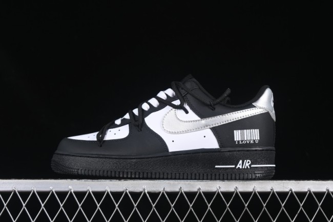 Nike Air Force 1'07 Low Silver Wing Panda Casual Sneakers with Strap - ZH0316-064