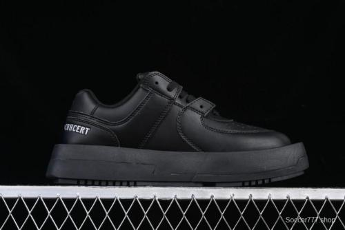 Choco Concert Leather Round Square Asymmetric Fashion Sneakers Black - AJE5