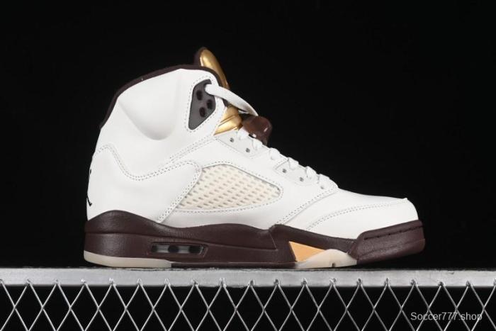 Nike Air Jordan 5 Retro Basketball Shoes in White/Tan - DD9336-200