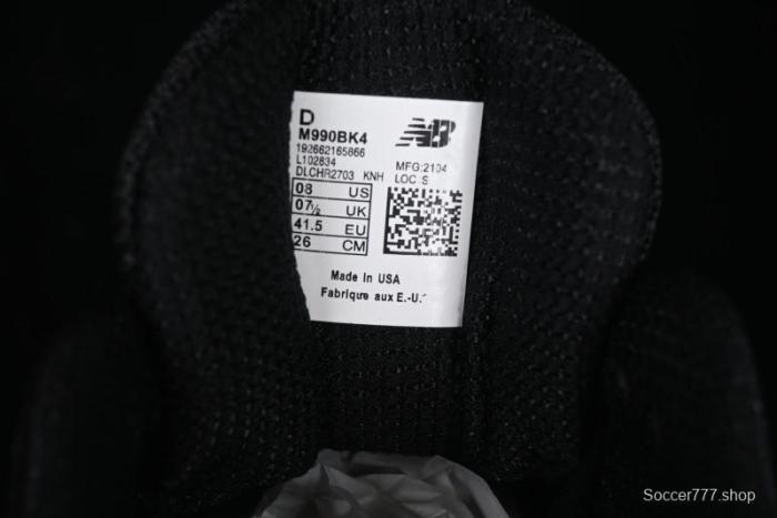 New Balance 990 Series Premium Retro Running Shoes with Carbon Fiber Midsole - M990BK4