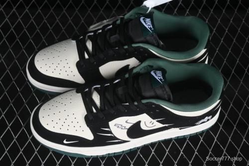 Nike SB Dunk Low Stussy Series Graffiti Black Swoosh Anniversary Custom Low-Top Casual Skate Shoes - KK1333-035