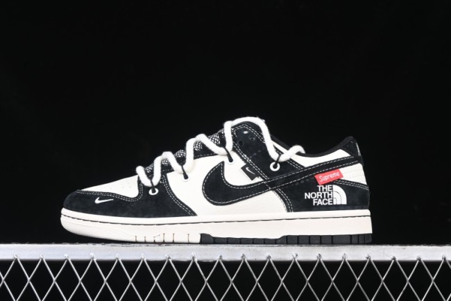 Nike SB Dunk Low The North Face x Supreme Anniversary Edition Customized Lace-Up Black White Black Swoosh Casual Skate Shoes - YX5066-227