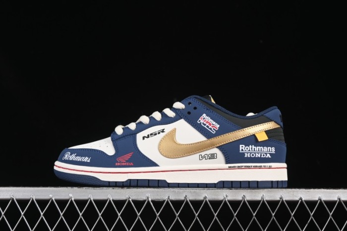 Nike SB Dunk Low Retro White Blue Anniversary Custom Low-Top Casual Skate Shoes - MU0232-365