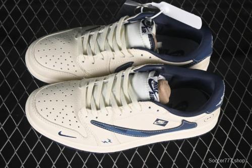 Nike Travis Scott x Fragment Design x Air Jordan 1 Low OG SP AJ1 Lightning Blue Hook Low-top Casual Sneakers - LD2025-022