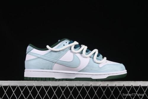Nike Dunk Low Deconstructed Snake Emblem White Blue Low-Top Casual Sneakers - DD1391-101