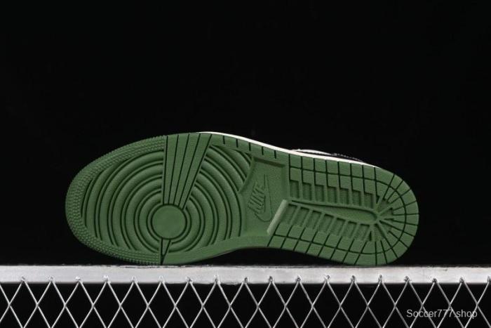 Nike Travis Scott x Fragment Design x Air Jordan 1 Low OG SP AJ1 Bape Collaboration - Jungle Green Low Top Casual Sneakers - XY2688-107