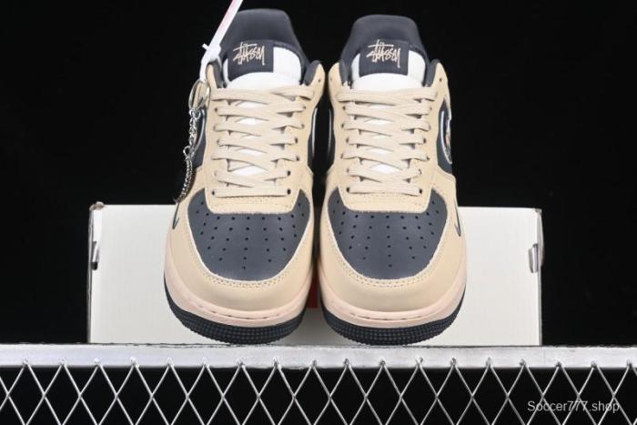 Nike Air Force 1 '07 Low Stussy Collaboration Grey Fog Swoosh Low-Top Casual Sneakers - KK1988-033