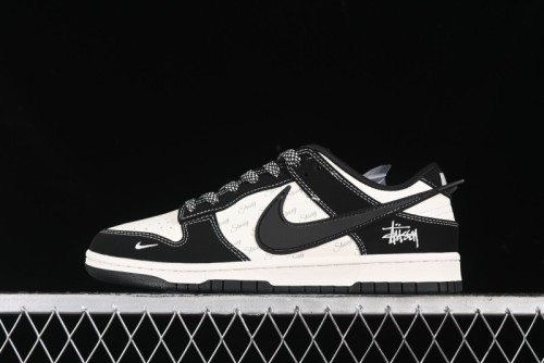 Nike SB Dunk Low x AMBUSH x Stussy Collaboration - Black Stitch Anniversary Custom Low-Top Casual Sneakers - XX2025-358