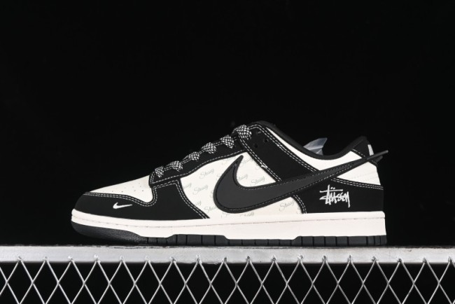 Nike SB Dunk Low x AMBUSH x Stussy Collaboration - Black Stitch Anniversary Custom Low-Top Casual Sneakers - XX2025-358
