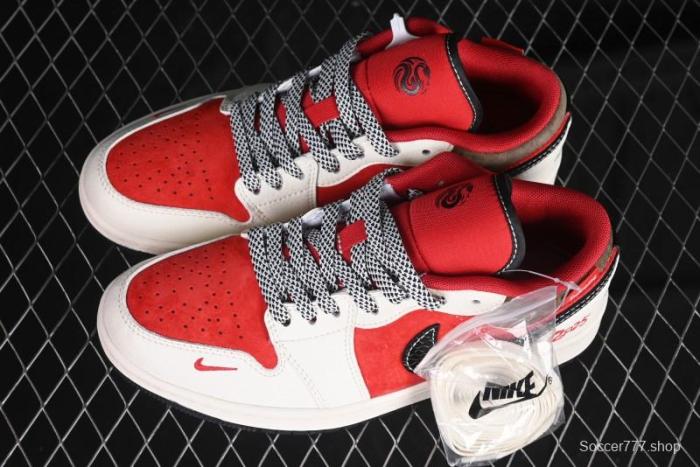 Nike Air Jordan 1 Low Supreme Collaboration Year of the Snake Limited Edition Retro Basketball Shoes - FC1688-203
