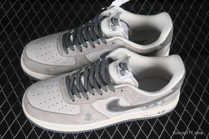 Nike Air Force 1 '07 Low Violent Bear Collaboration Grey Embroidered Swoosh Low-Top Casual Sneakers - KK1988-047