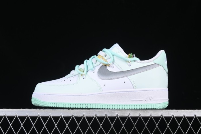 Nike Air Force 1 '07 Low Gold-Inlaid Jade Casual Sneakers with Strap - XV7981-476