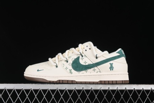 Nike SB Dunk Low Violent Bear Series - Strap Beige Green Check Anniversary High-End Custom Low-Top Casual Sneakers - SJ2068-292