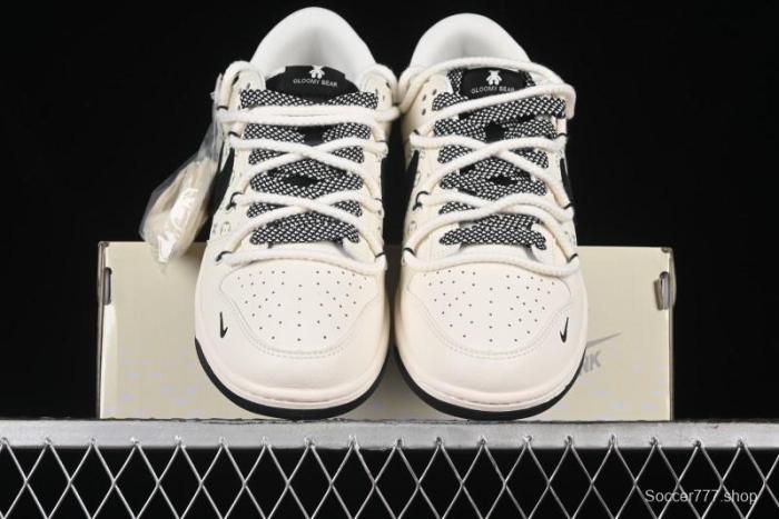 Nike SB Dunk Low Violent Bear Series - Lace-Up Beige with Black Swoosh Anniversary High-End Custom Low-Top Casual Sneakers - SJ2068-291