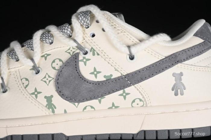 Nike SB Dunk Low Violent Bear Series - Lace-Up Beige with Grey Check - Anniversary Custom Edition Low-Top Casual Skate Shoes - SJ2068-289