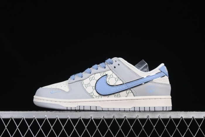 Nike Dunk Low x Gucci Collaboration – Premium Gray & Blue Edition