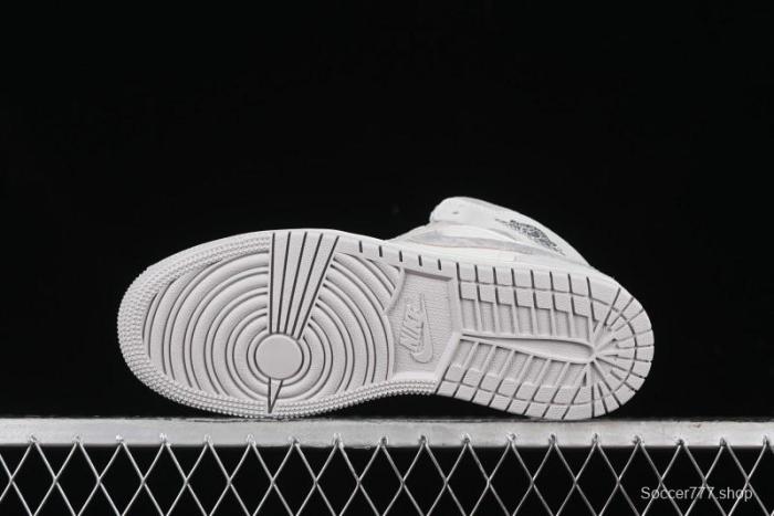 Nike Air Jordan 1 Mid AJ1 Basketball Shoes White Grey - FQ7720-002