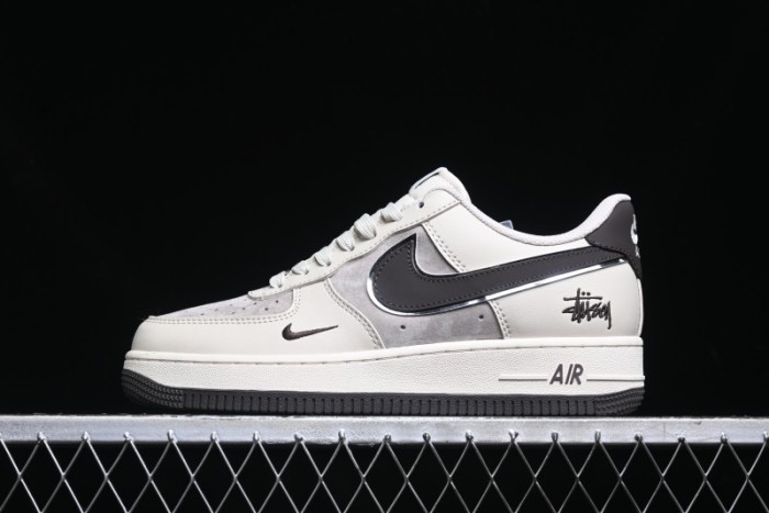 Nike Air Force 1 '07 Low Stussy Collaboration - White Black Sole Low-Top Casual Sneakers - XZ6188-279