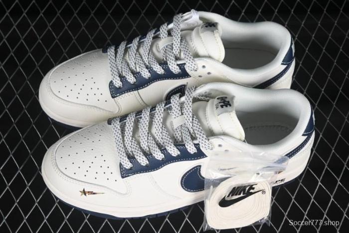 Nike SB Dunk Low Bape Collaboration Navy Blue Double Mini Swoosh Anniversary High-End Custom Low-Top Casual Skate Shoes - XS6089-515