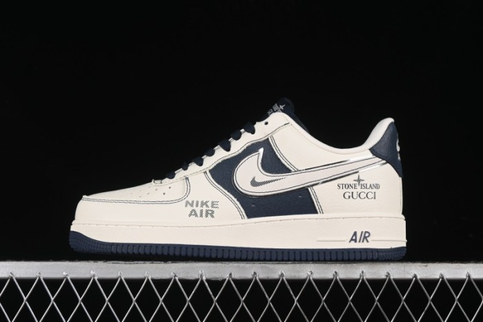 Nike Air Force 1 '07 Low Gucci Stone Island Collaboration - Off White Graphite Low-Top Casual Sneakers - KK1988-013