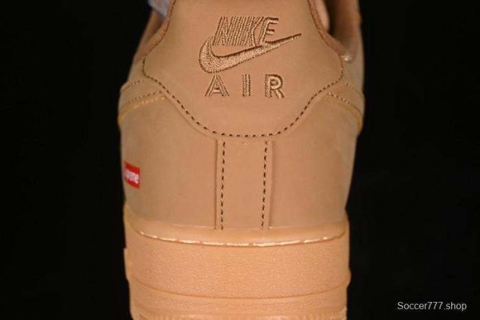Nike Supreme x Air Force 1 Low Casual Sneakers in Wheat Suede with Full-Length Air Cushion - DN1555-200