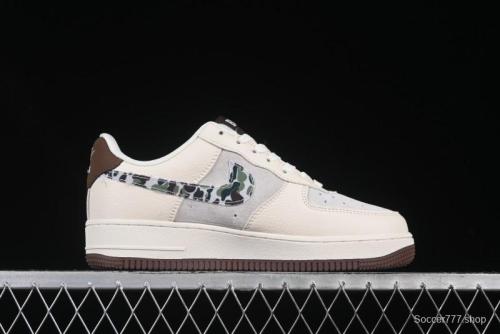 Nike Air Force 1 '07 Low Bape Camouflage Swoosh Beige Casual Sneakers - DF0188-030